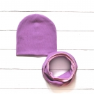 Комплект Сиреневая шапка и сиренево-розовый снуд