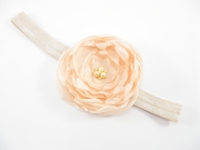 Повязка для волос с цветком Персиковая