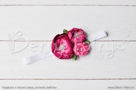 Купить Повязка для девочки с розовыми цветами